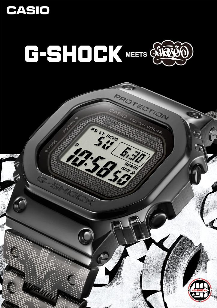 Casio Полная 40-я годовщина x ERIC HAZE Совместная работа Черные часы G-Shock GMW-B5000EH-1JR Мужские, Bluetooth, Металл, Радиоуправляемые, На солнечных батареях,