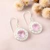 Genuine Pink Morganite Gemstone 925 Stamped Silver Earrings For Women's 1.5 Inch EE-153-2
