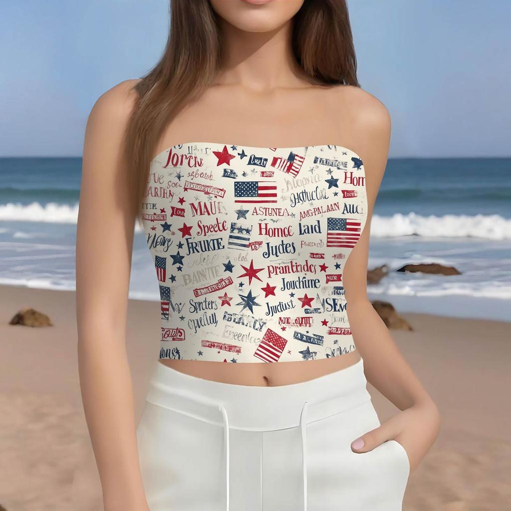 Crop Tops For Women Sexy Cami Tank Summer Tube Sleeveless Printed Camisole Shirt Vest
