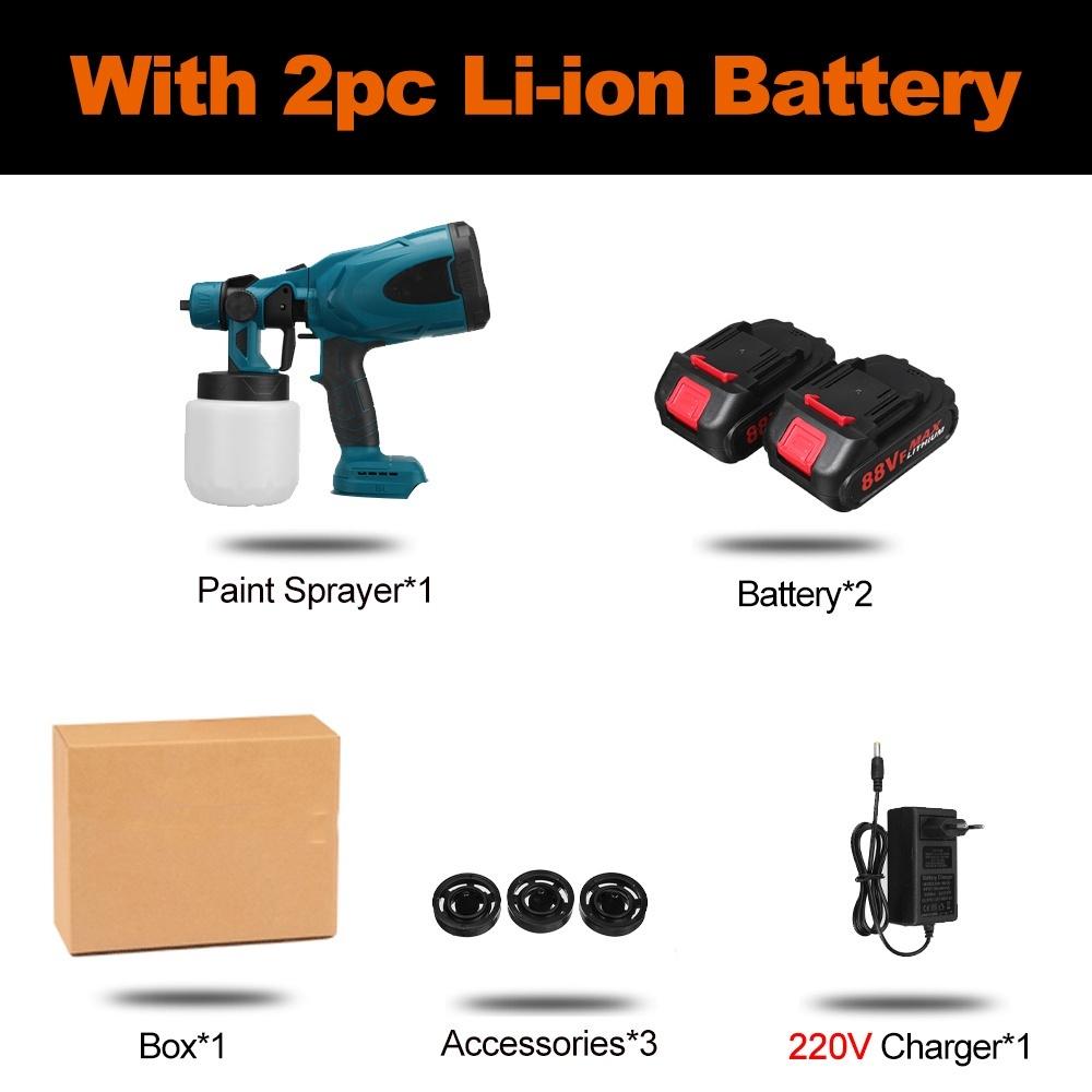 1500 Вт 800 мл 25000 об/мин Аккумуляторный электрический краскопульт с 3 насадками, регулировкой потока, аэрограф, краскопульт высокой мощности