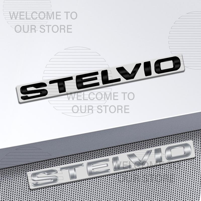 Car Decor Metal For Stelvio Alfa Romeo Letter Emblem 3D Sticker Accessories Glossy Black Tail Rear Trunk Decals pgi231