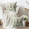 Easter Green Polka Dot Bunny Pillow Cover Faux Linen Print Heart Bow Spring Decor Soft Cozy For Sofa Bed Living Room