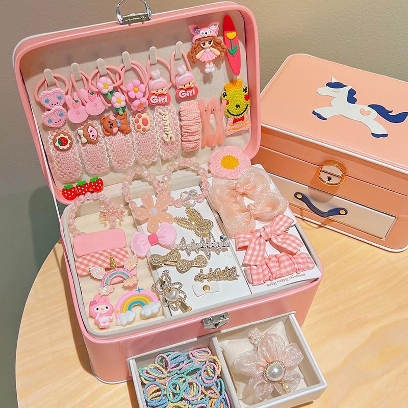 Premium Princess Hair Accessories Gift Set Girls Handmade Ties Clips Decorative Bands In Elegant Box