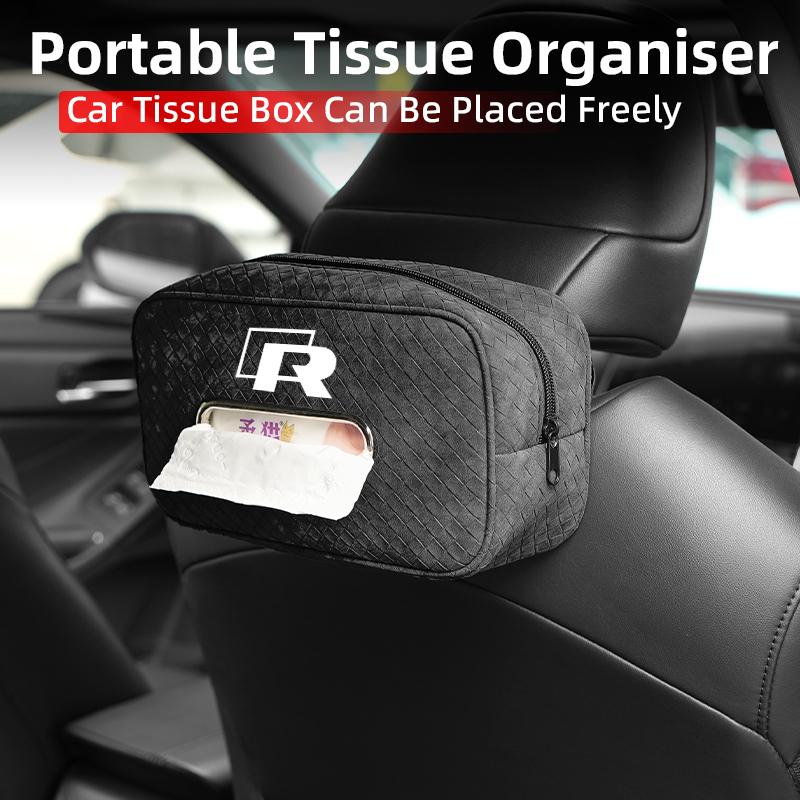 Large Leather-Textured Tissue Box Holder With Car Mount For VW R Scirocco Jetta Beetle Golf Passat Polo Sharan TouranSZ5