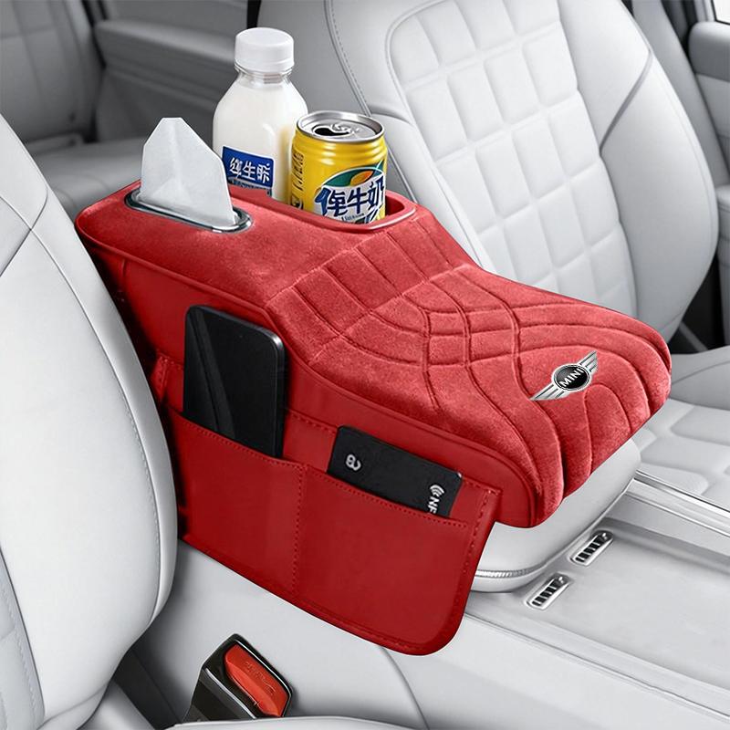 Car Armrest Box Height Increase Pad with Storage Bag Suede Cover For BMW Mini Cooper R50 R53 R55 R56 R60 R61 F54 F55 F56 Sticker py2
