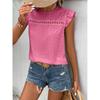 2026 Women's Summer New Round Neck Lace Solid Color Ruffle Short Sleeve Top