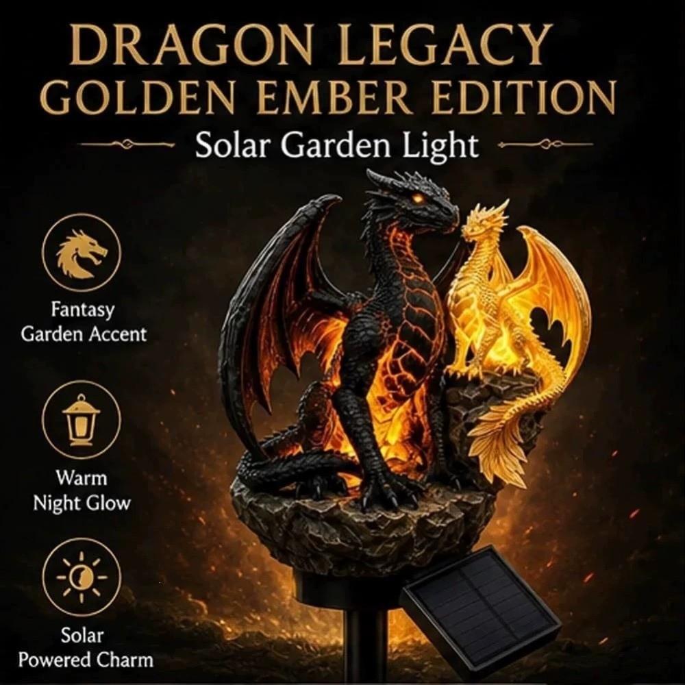 Medieval Fantasy Dragon Solar Garden Light Soft Warm Glow Solar Dragon Stake Light Lawn Decoration