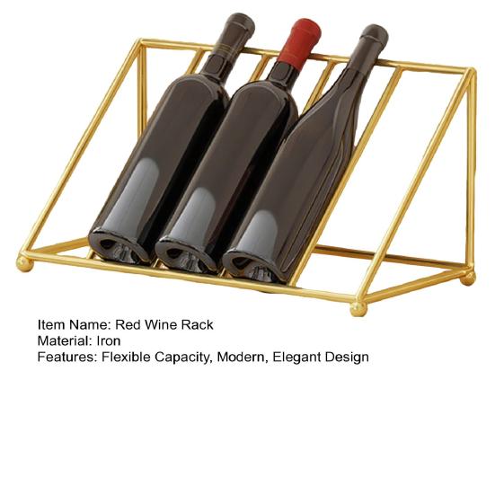 Wine Bottle Rack Iron Inclined Display Holder for 4-5 Bottles Modern Minimalist Wine Organizer for Entryway Bar Cabinet Decor