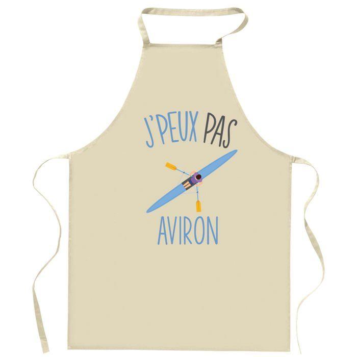Tablier de cuisine - Aviron 'J'peux pas' - Impression bretonne - Coton résistant - Fabriqué en France