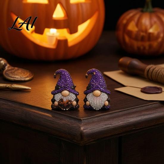 Halloween Advent Calendar 31 Days of Gnome Rhinestone Painting Calendar DIY Decoration Crafts Kit Handmade Art Ornaments with Bead Tools for Holiday