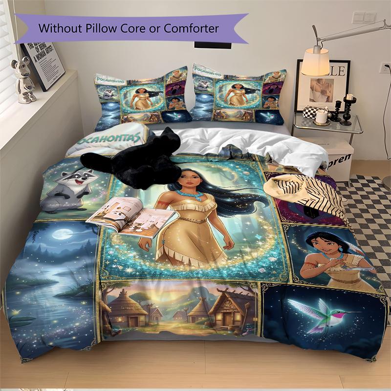 3Pcs Pocahontas Adventure Collage Bedding Set Quilt Cover Pillowcase Home Christmas Xmas Halloween Gift 1 Duvet Cover 2 Pillowcase M924418