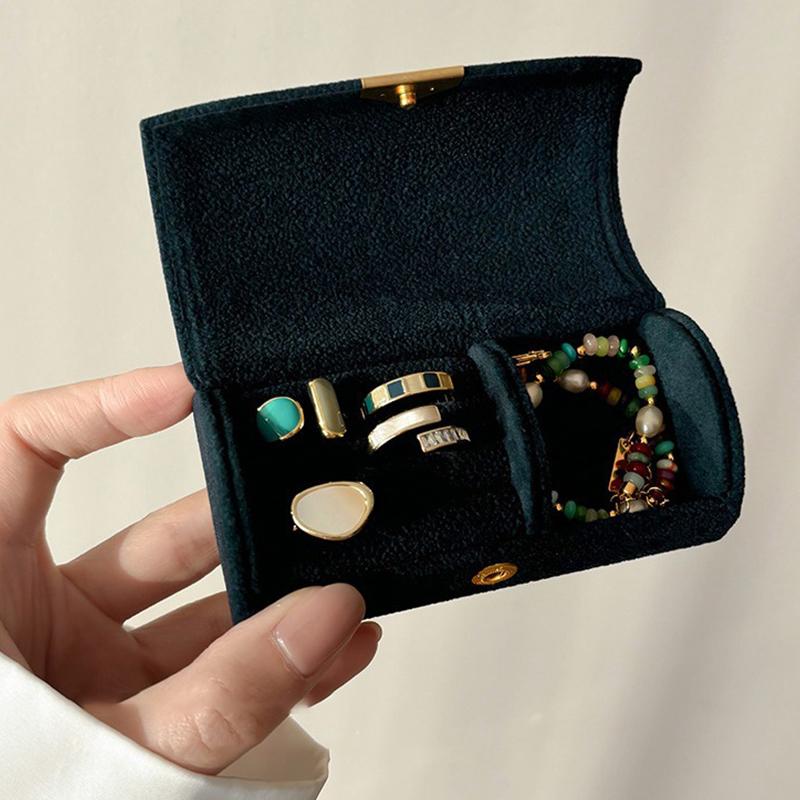 Изысканная портативная мини-шкатулка для хранения ювелирных изделий для женских деловых поездок, противоокислительная, легкая роскошь, бархатная шкатулка для колец и украшений