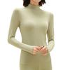 Womens Cotton Thermal Underwear Set Half High Neck Solid Color Long Sleeve Winter Base Layer