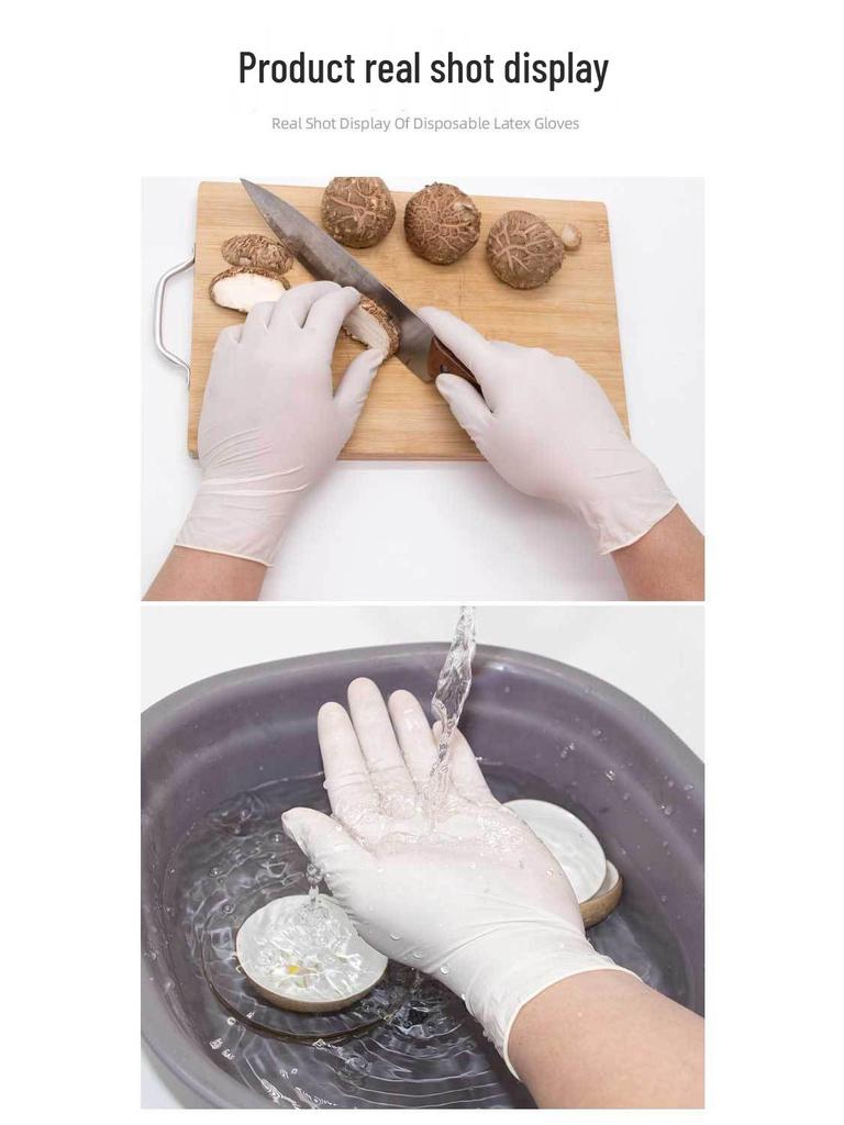 Latex Protective Gloves for Food Industry and Inspection - Durable, Thick Rubber, Disposable