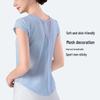 Женская быстросохнущая дышащая накидка для йоги: Короткий рукав, красивая спина, свободный крой для лета
