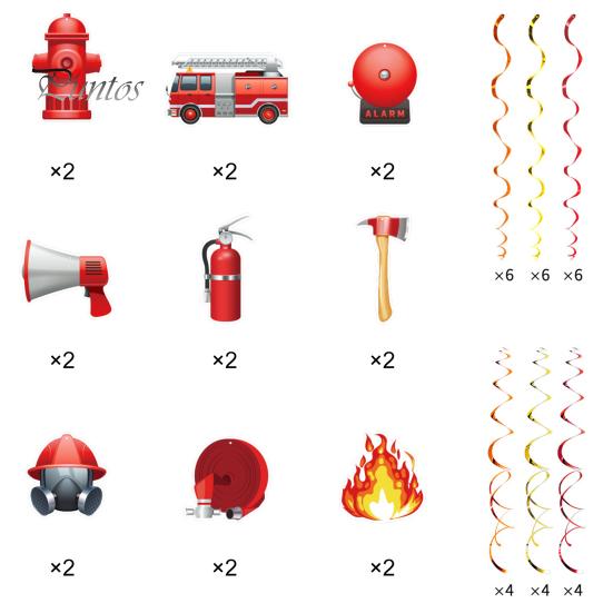 1 комплект подвесных вихревых украшений в виде пожарной машины, сувениры для вечеринки в стиле пожарного, потолочный декор, подвесные вихри для вечеринки в стиле пожарного, дня рождения, детского душа