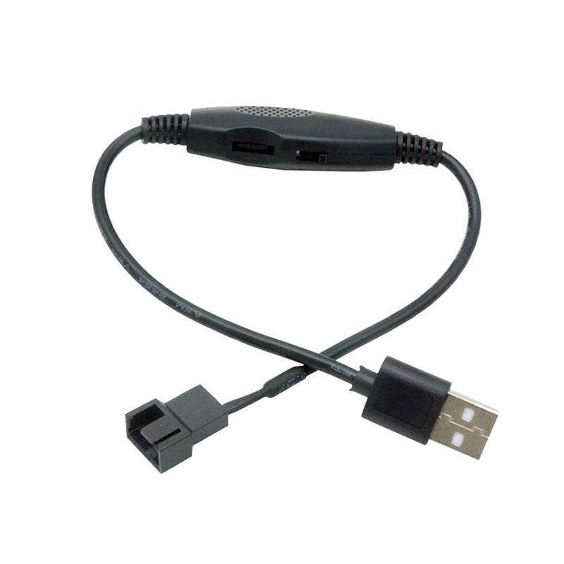 USB to 4Pin Fan Convert Cable with Adjust Switch PWM 5V to 12V Boots Cable USB Sleeved PC Fan Power Adapter USB 3pin Connector