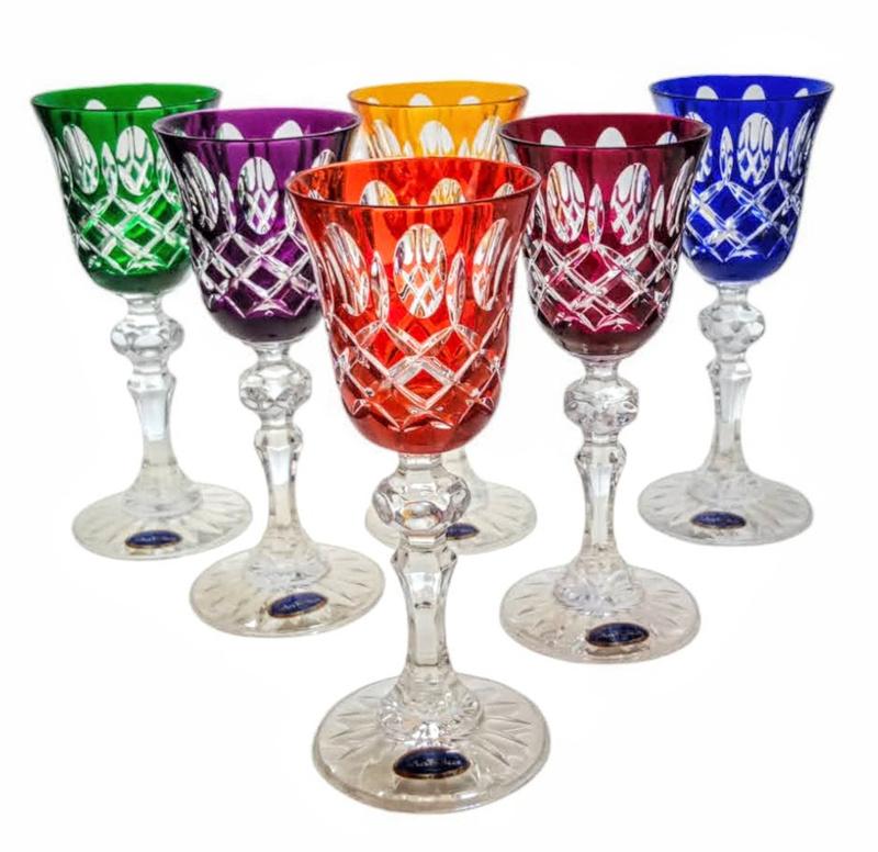 Colorful crystal liqueur glasses 60ml Krata Oliwka