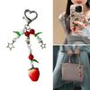 Fashionable Strawberry Bead Keychain Charm Acrylic Alloy Bag Ornament Cuteness Fruit Bag Pendant for Woman and Girls