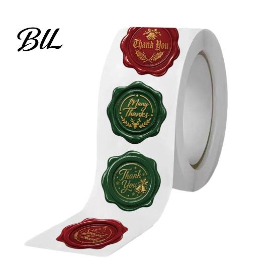 Classic Red And Green Holiday Labels Christmas Wax Seal Stickers, Self-Adhesive Embossed Decals, DIY Scrapbook Embellishments Retro for Greeting Cards