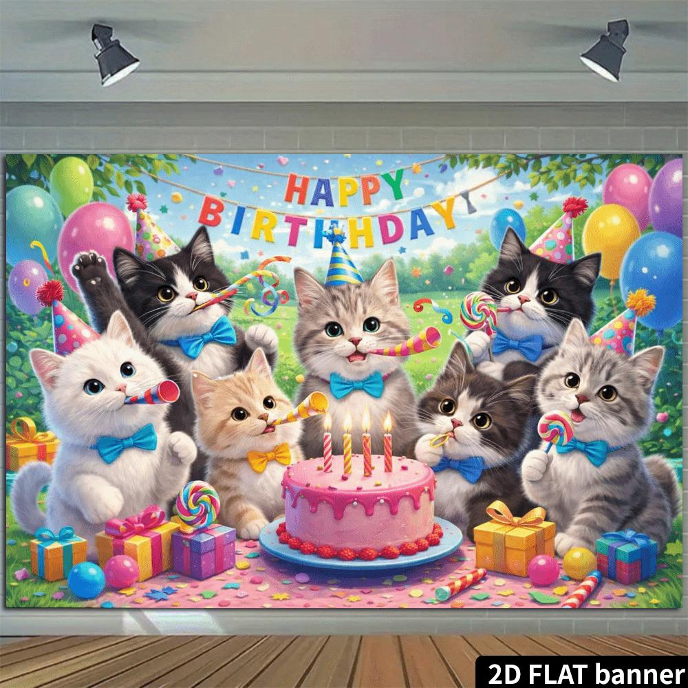 Birthday background, featuring pink cake elements, is suitable for indoor and outdoor birthday celebrations and pet parties.