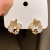 Korean Exquisite Flower Butterfly Earrings For Women Bling AAA Zircon Stud Earring Girl Wedding Party Sweet Jewelry Brincos