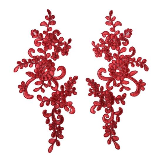 2 Pcs Embroidery Lace Applique Sewing Flower Fabric Collar Patch Motif Wedding Gown Dress Bridal DIY Crafts for Daily Wear Tailor Shops