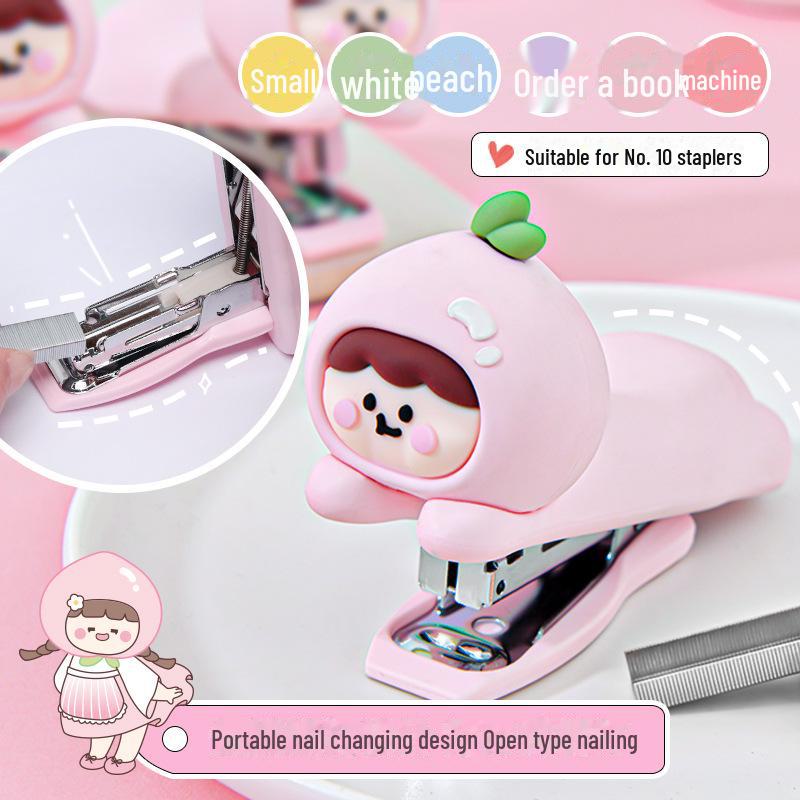 Креативный милый мультяшный персиковый степлер - Портативный, экономящий усилия, среднего размера Нет. 10 степлеров для студентов