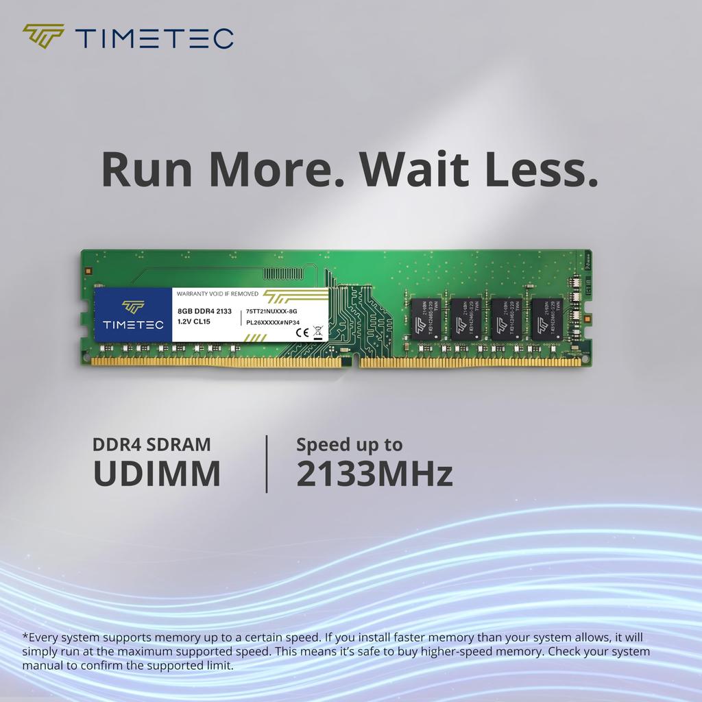 Timetec 16 ГБ КОМПЛЕКТ (8 ГБ х 2) Оперативная память DDR4 для настольного ПК 2133 МГц (PC4-2133P) Модуль памяти PC4-17000 UDIMM 288 контактов 1.2В CL15 Non-ECC Unbuffered DIMM