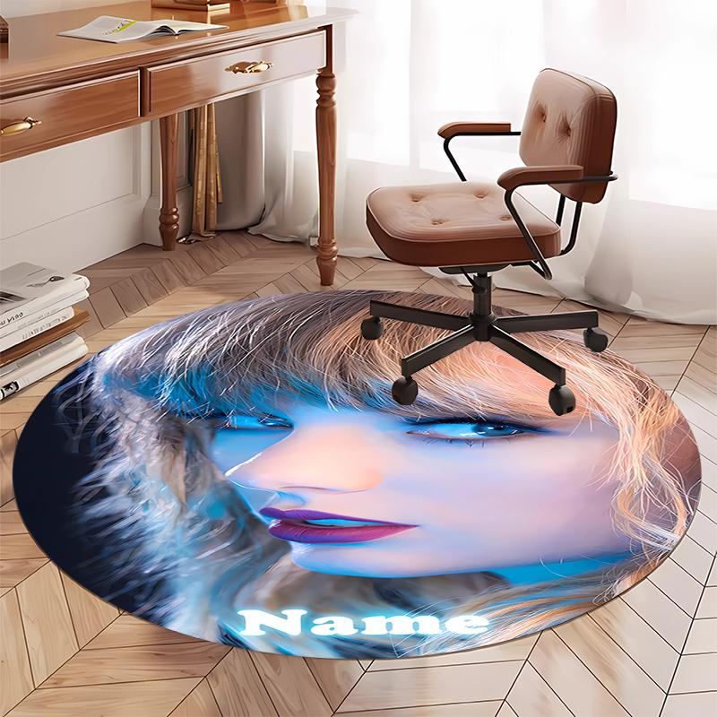 Custom Name Taylor Swift Printed Round Rug Carpet Chair Rug Area Rug Entryway Doormats,for Office Chair Living Room Bedroom Kitchen Room.