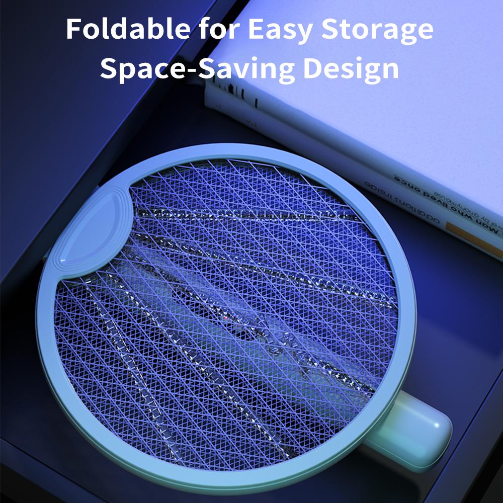 Электрическая мухобойка, интеллектуальная мухобойка 2 в 1 с подставкой для зарядки через USB, складная мухобойка