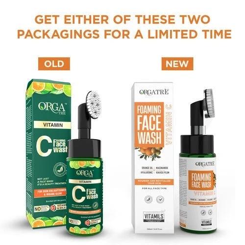 Orgatre Vitamin C Foaming Face Wash With Silicon Brush 100ml