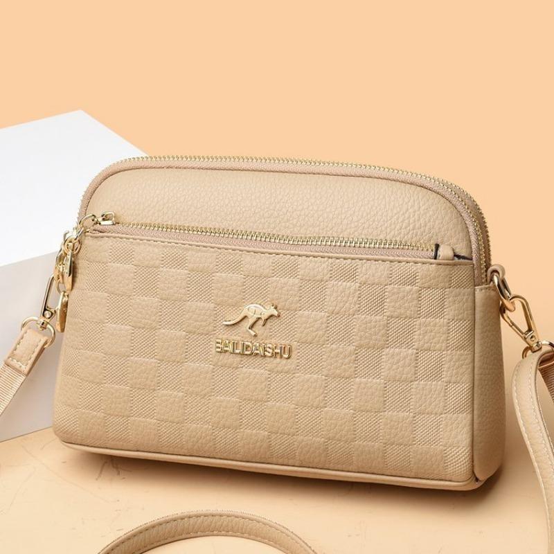 Аутентичная женская сумка, новинка 2024 года, модная повседневная сумка для мамы из мягкой кожи среднего возраста, сумка на одно плечо, упрощенная диагональная сумка, маленькая квадратная сумка