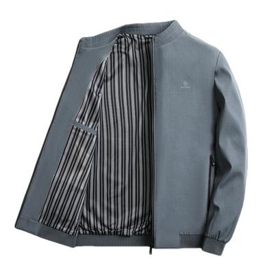 Новая мужская деловая куртка на весну и осень, повседневная верхняя часть с воротником-стойкой, куртка для папы