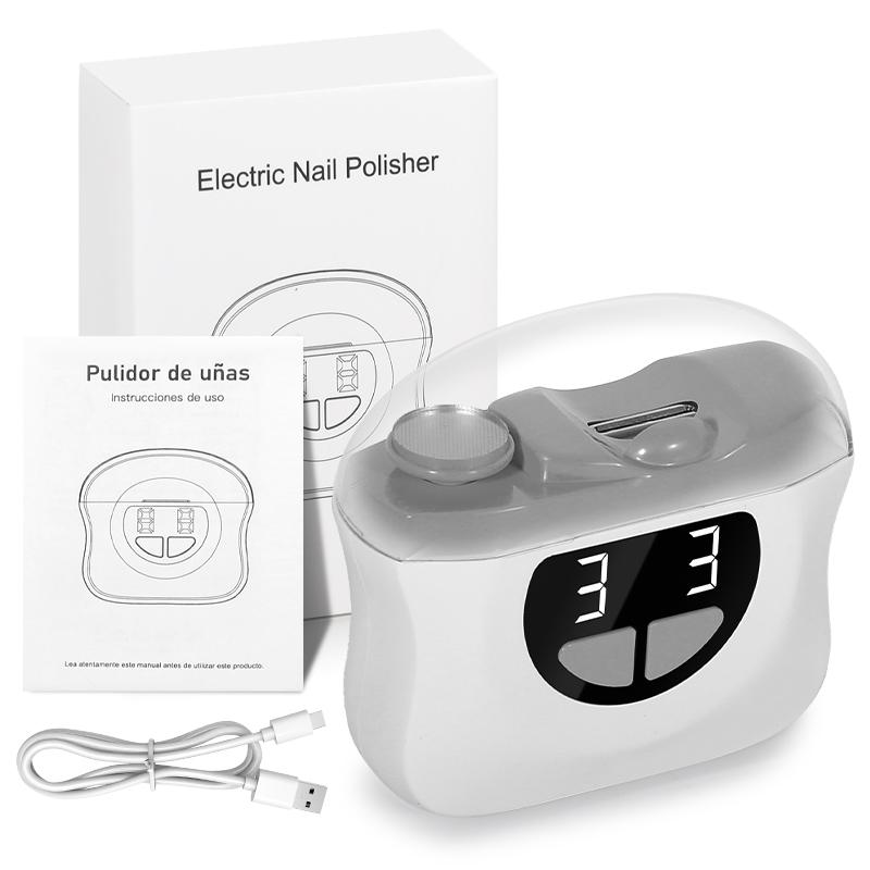 Home Electric Nail Clipper & Polisher 2-in-1 Grinding Polishing 2 Modes 3 Gears Safe Portable Rechargeable Plastic Finger