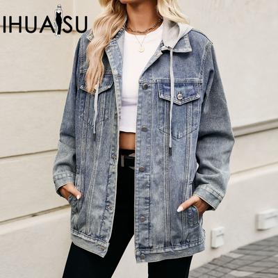 Женская универсальная классическая винтажная классическая свободная джинсовая куртка