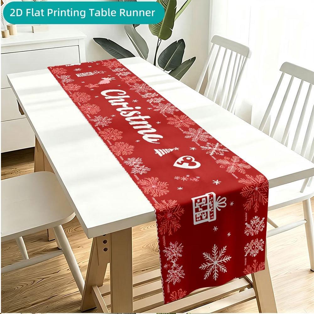 Soft Fabric Christmas Tablecloth Vintage Printed Xmas Table Flag Christmas Table Runner Christmas