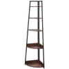 5 Tier Corner Shelf, Tall Corner Bookshelf Plant Rack, Wall Shelves Tower Storage Organizer with Metal Frame & Wooden Shelves, Narrow Display Book