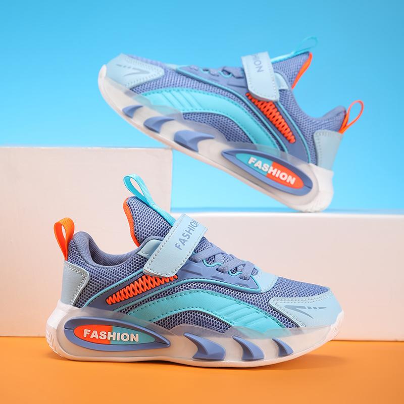 Boys Shoes 2025 Spring and Autumn New Mesh Children's Velcro Boys Sports Shoes Middle and Older Children's Casual Shoes Trend