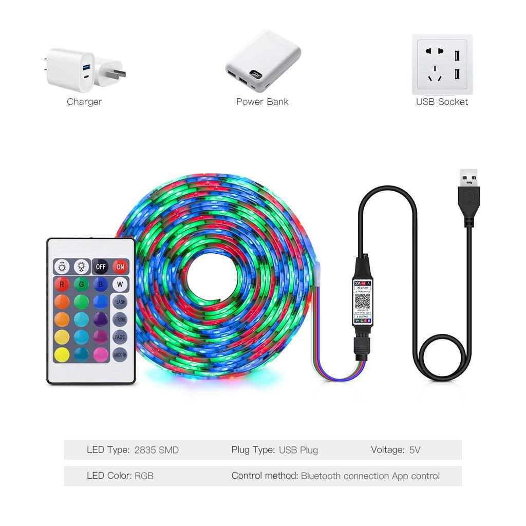 USB 5V светодиодная лента Bluetooth пульт дистанционного управления 2835 RGB светодиодная лента для подсветки экрана телевизора декор игровой комнаты