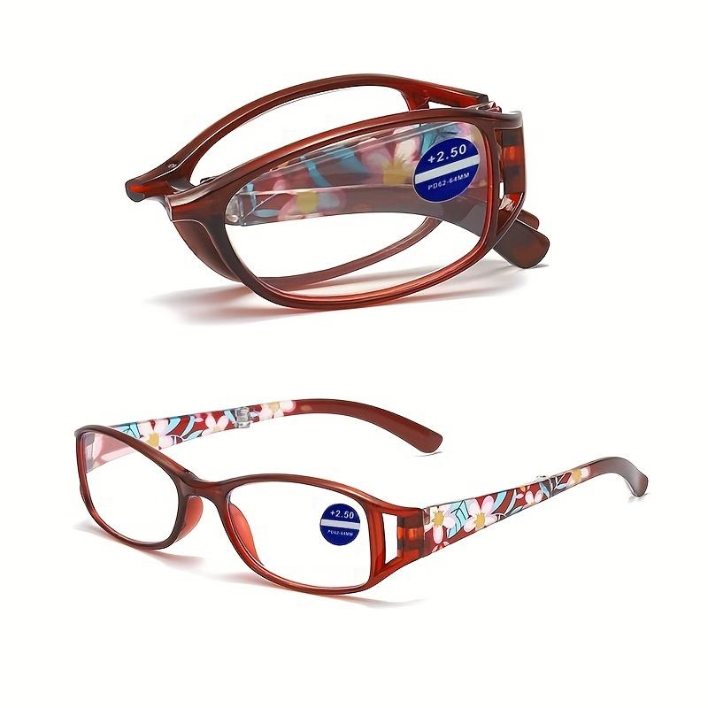 1PC Fashion Print Flower Anti Blue Light Blocking Folding Reading Glasses For Women Portable With Storage Box
