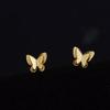925 Sterling Silver Double Layer Butterfly Studs Mini Ear Bone Studs Glossy Butterfly Middle Butterfly Japanese and Korean Earrings