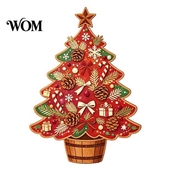 Small Wooden Holiday Decorations Christmas Tree Ornaments, Vintage Colorful Desktop Decoration, Rustic Wood Figurines Home Accents with Pine