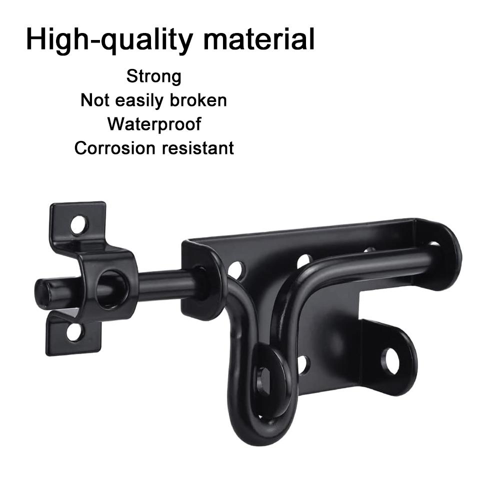 Slide Bolt Gate Latch Iron Bolt Sliding Lock Black Bolt Gate Lock with Screws for Outdoor Doors Sheds Barn Door Home Hardware 1p
