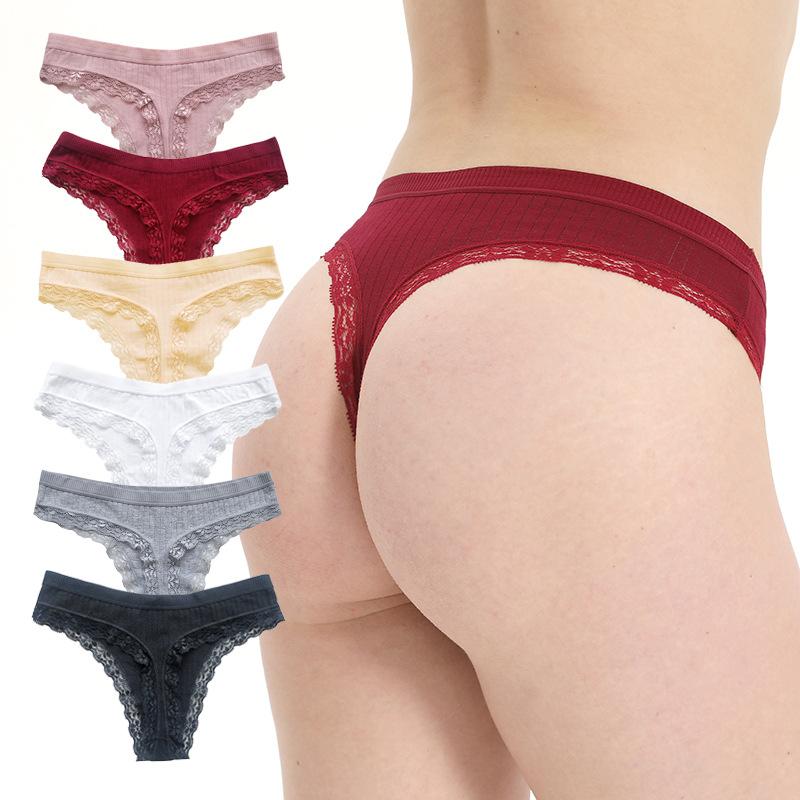 Sexy Thong Lace Black Red Pure Cotton Thong Underwear for Girls Sexy Lace Underwear Panties