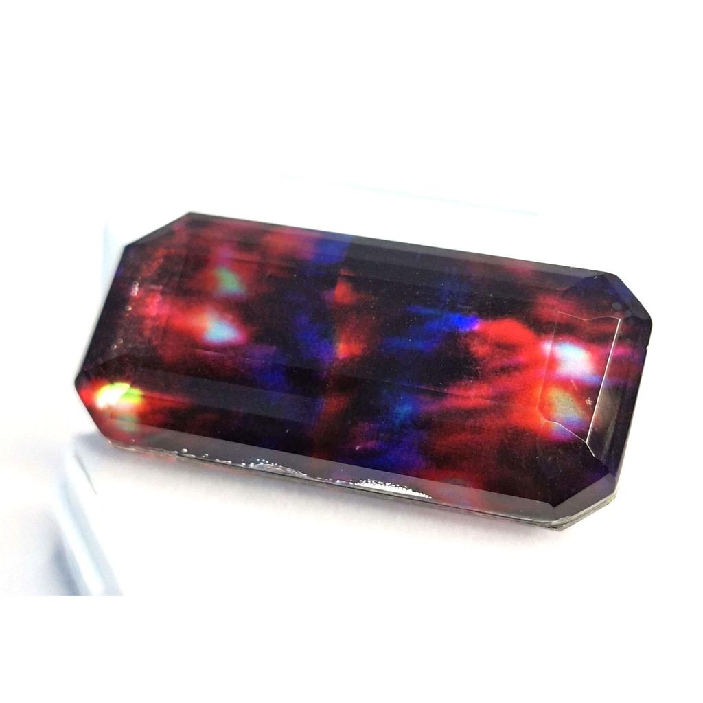 Stunning Natural Doublet Ammolite 49-51 Ct Emerald Cut Certified Loose Gemstone