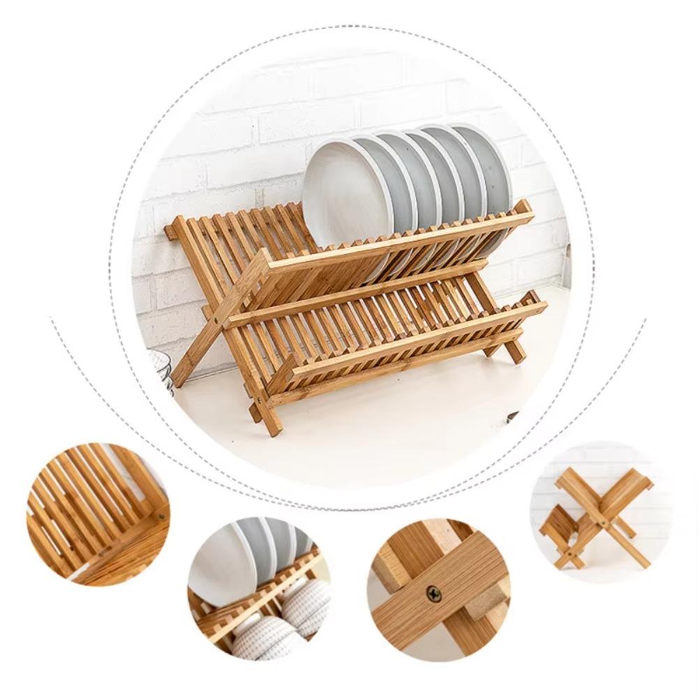 Retro Folding Dish Rack Natural Drying Holder Easy Clean Dish Drying Rack Restaurant