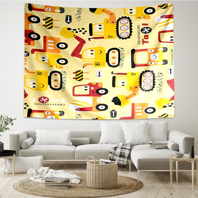 excavator Print Tapestry, Backdrop, Easy Setup, Ideal for Bedroom, Office & Living Room, with Aesthetic Wall Hanging Decor.