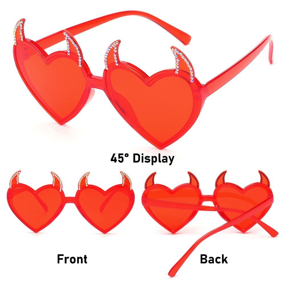 Рок Рога Солнцезащитные очки Дьявольские уши Форма сердца Косплей Очки Модные Солнцезащитные очки для Хэллоуина/Вечеринки