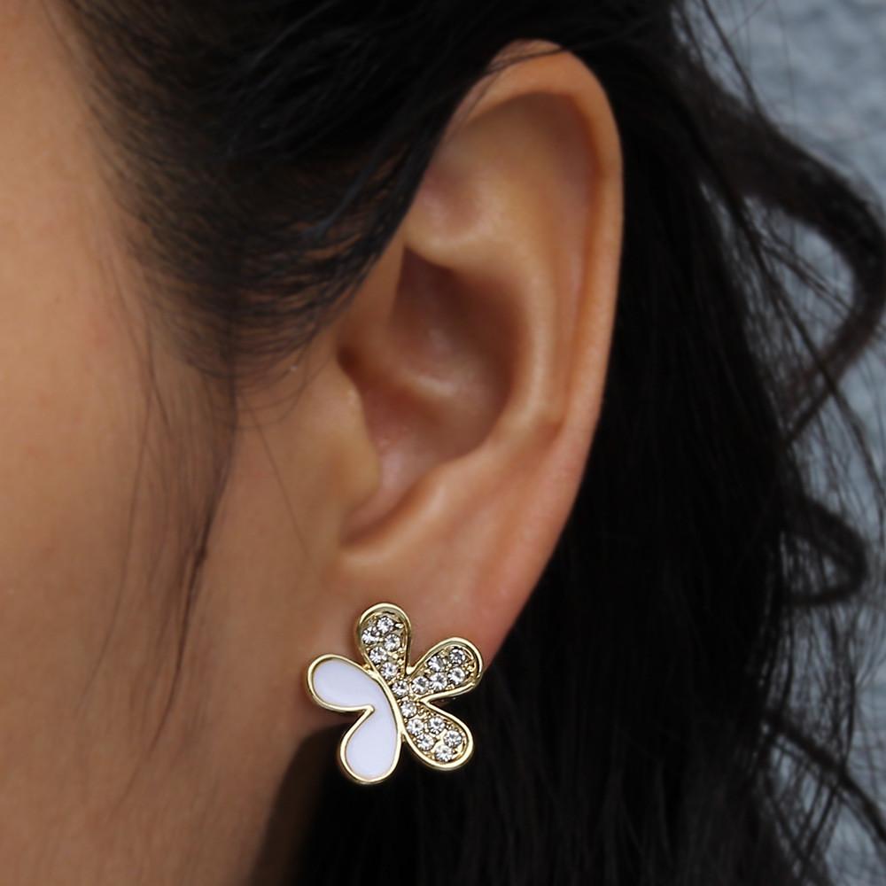 Jewelry Gift For Women Summer Floral Metal Earrings With Detail Sparkling